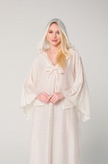 Antep İşi  Ajur Detaylı Kapüşonlu  Keten Elbise