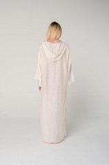 Antep İşi  Ajur Detaylı Kapüşonlu  Keten Elbise