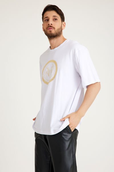 Gold Varak Mars Baskılı T-Shirt
