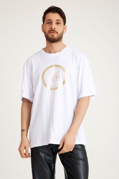 Gold Varak Mars Baskılı T-Shirt