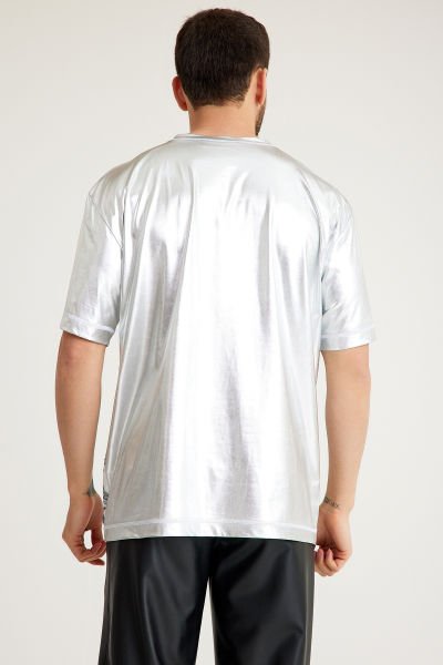 Mars Baskılı Gümüş T-Shirt
